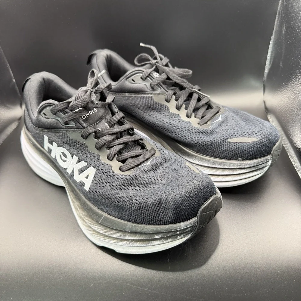 Women's HOKA Bondi 8 running shoes Black/White 1127952 BWHT SZ 8.5B Athletic